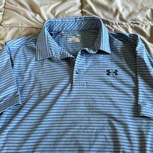 ⛳️ sale!! Under Armour blue striped polo size large in EUC